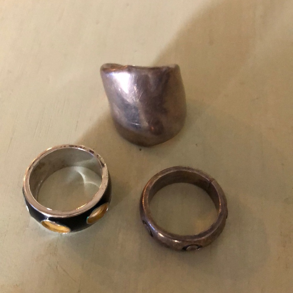Lot of 3 Silver Rings Various Sizes